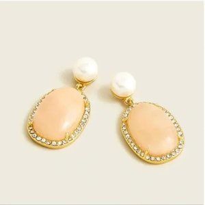 NWT J. Crew | Soft Pink Stone and Freshwater Pearl Studded Pastel Earrings